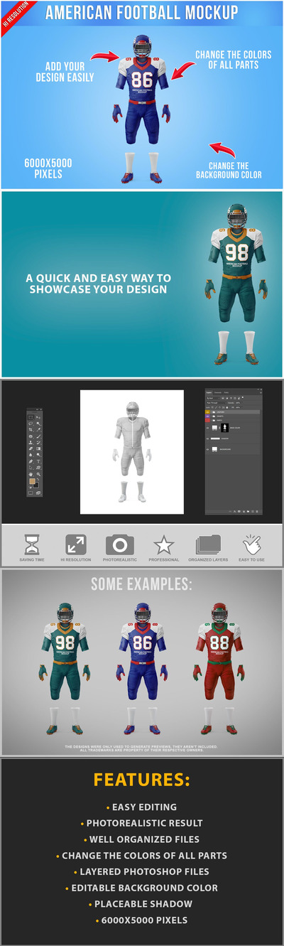 美式足球模型样机 (PSD)