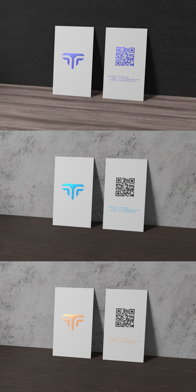 地板墙上的名片模型样机 (PSD)