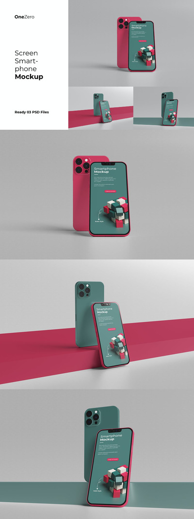 屏幕智能手机模型样机 (PSD)