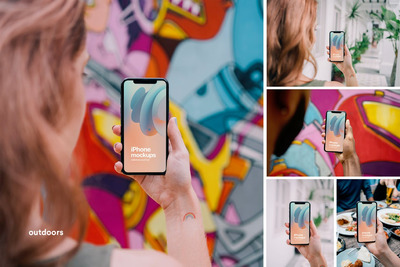 高品质的手持iPhone APP UI样机展示模型mockups