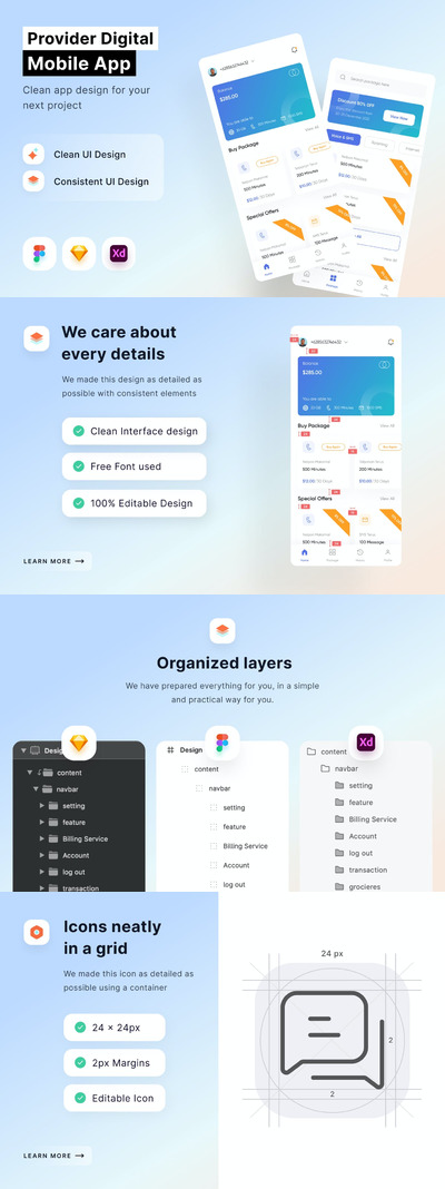 高品质的多用途APP UI KITS-FIG, SKETCH, XD