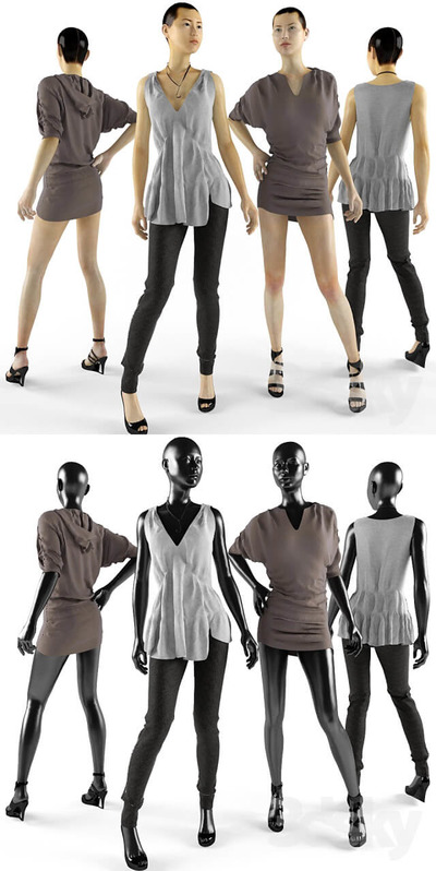 女装模特儿3D模型（OBJ,FBX,MAX）
