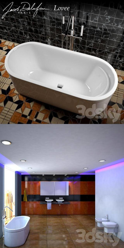 现代风格的浴室浴缸3D模型场景下载（FBX,MAX,obj）