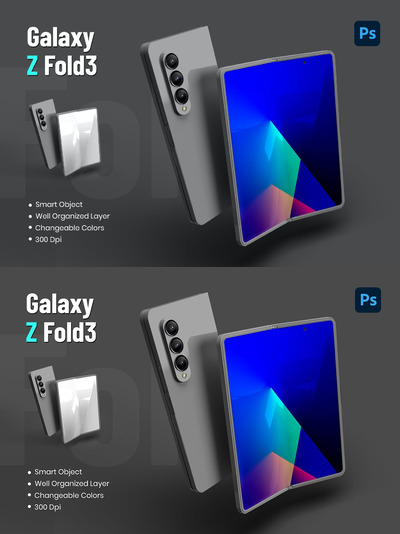 Galaxy Z折叠平板产品样机(PSD,JPG)
