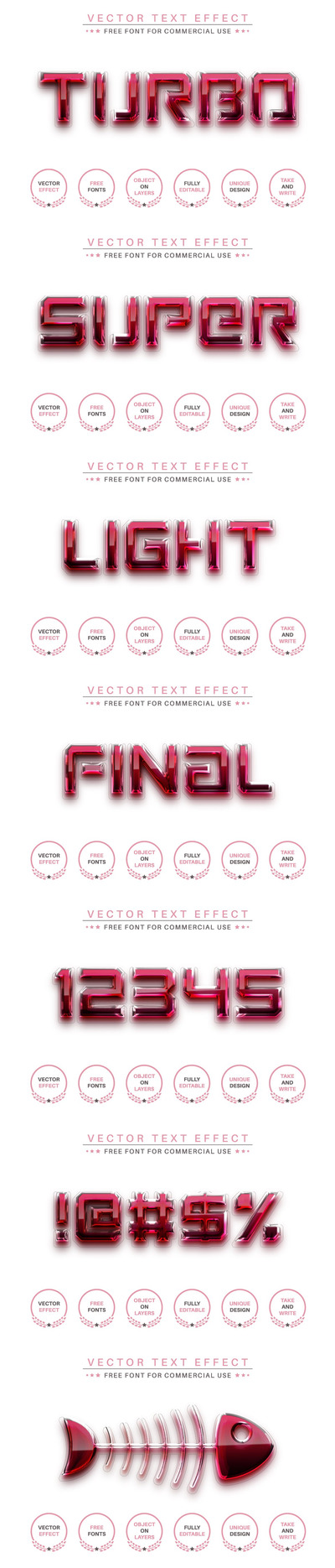 高品质的玻璃水晶质感3D矢量立体文字字体设计-AI,EPS