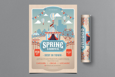 狂欢节马戏团海报广告模板(PSD)