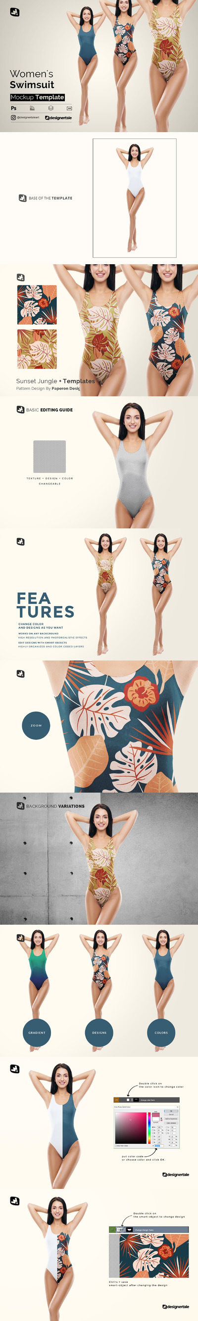 女士泳装图案设计样机 (psd)