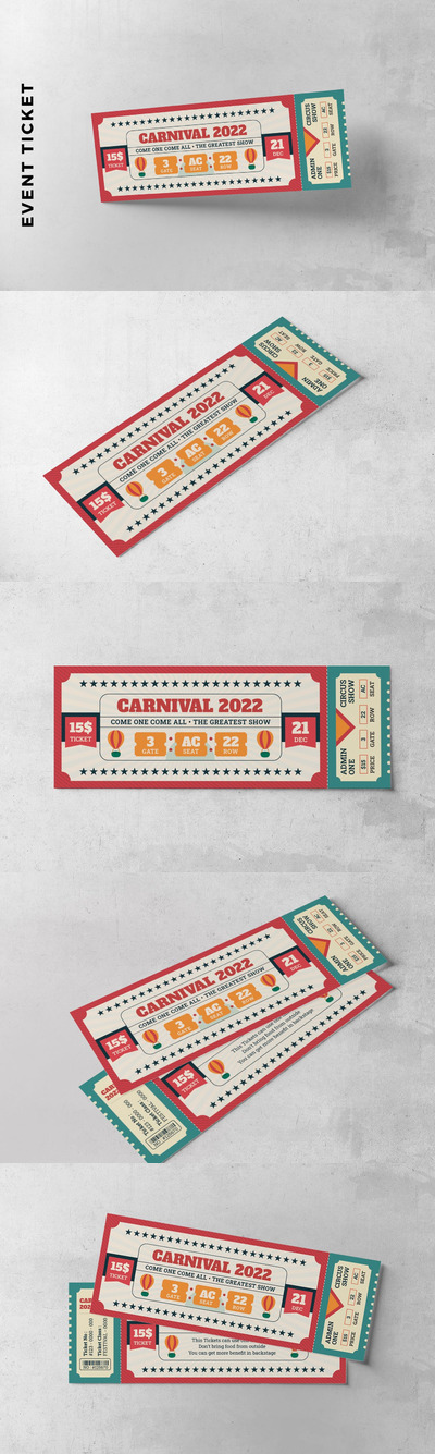 马戏团活动门票卡推广模板 (AI,EPS,PSD)