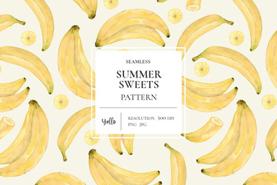 夏季香蕉主题图案背景 (JPG,PNG)