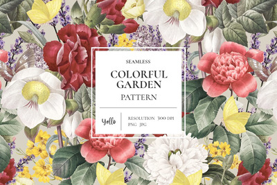 五彩缤纷的花卉图案背景(JPG,PNG)