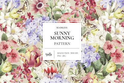 晴朗早晨花卉背景图案(JPG,PNG)