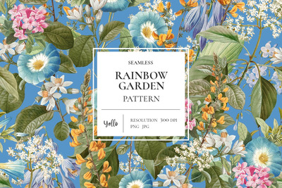 多彩的花园花卉背景图案(JPG,PNG)