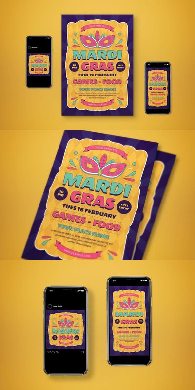 狂欢节传单套装 (AI,PSD)