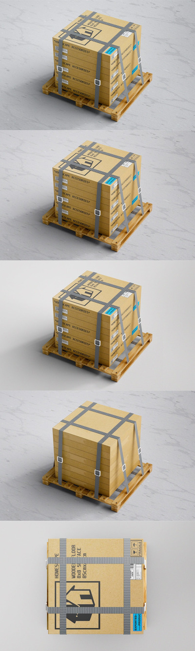 纸板大包装模型 (PSD,PDF)