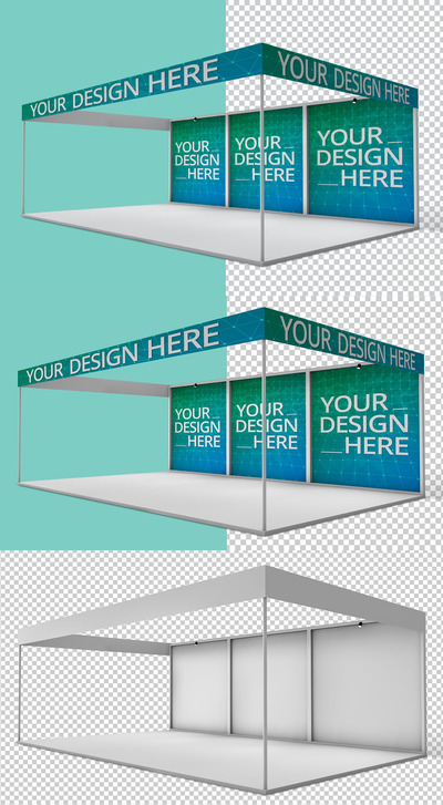 与面板和头部模型展台样机 (PSD)