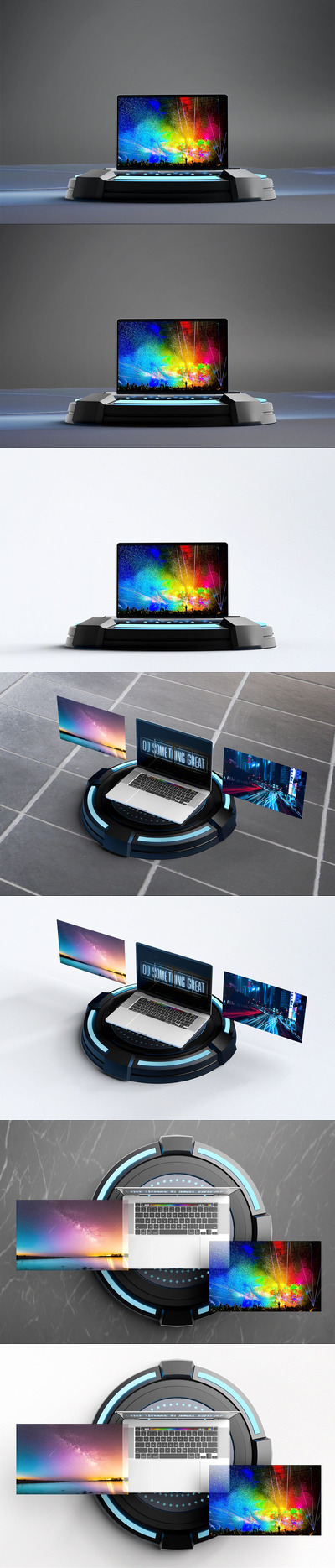 领奖台上的Macbook Pro屏幕模型 (PSD,PDF)