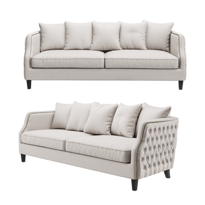 Thompson米色双人布艺沙发3D模型（OBJ,FBX,MAX）