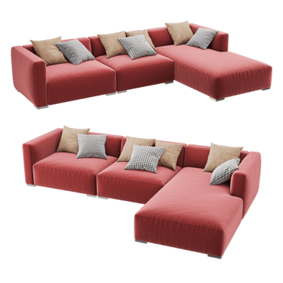 Autonomo c-c01粉色布艺沙发3D模型（OBJ,FBX,MAX）