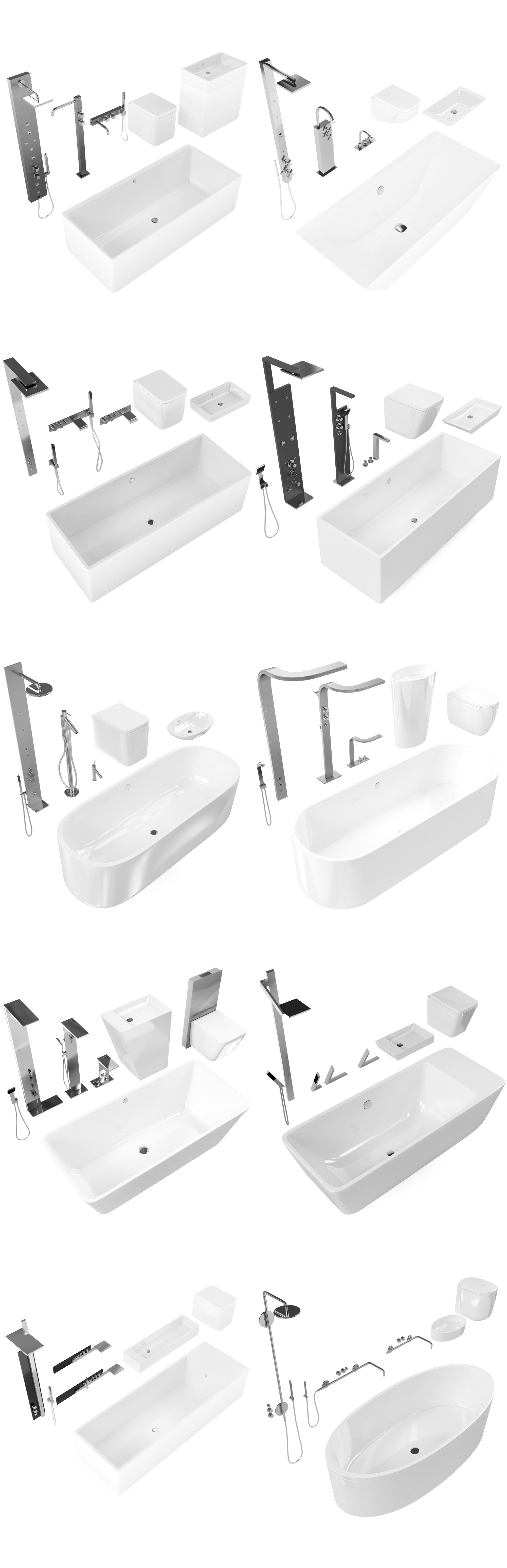 10组浴缸马桶等浴室组合3D模型合集（OBJ,FBX,MAX）
