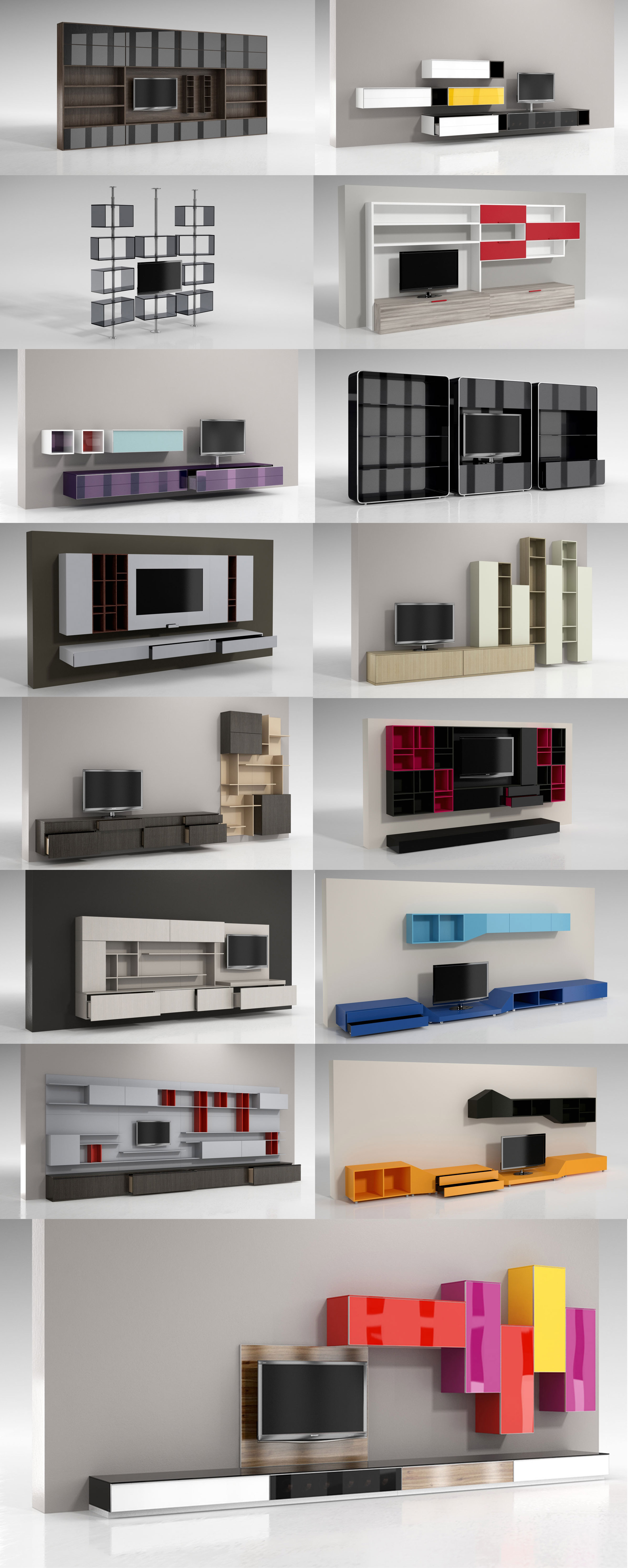 15种组合电视柜3D模型合集（MAX）