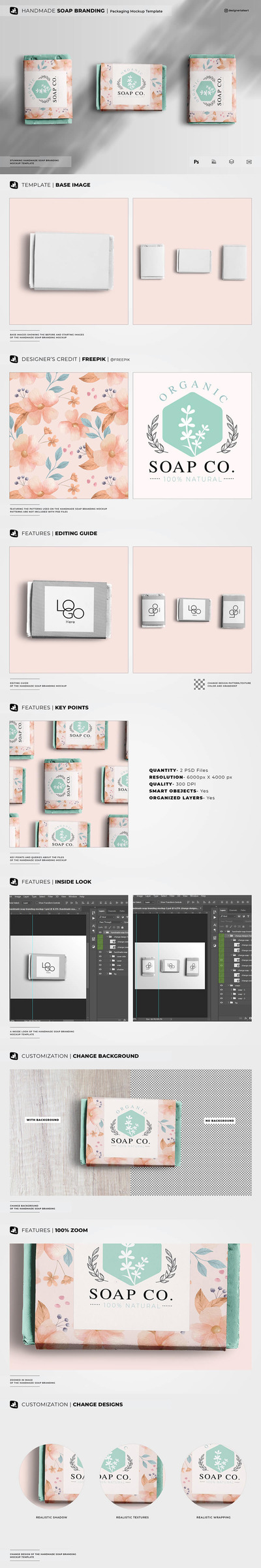 手工肥皂品牌包装设计样机 (psd)