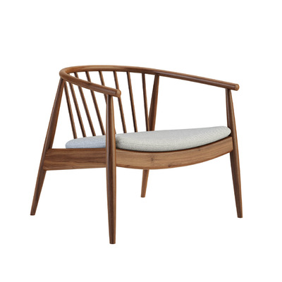 L.Ercolani带灰色软垫的reprise实木休闲扶手椅3D模型（OBJ,FBX,MAX）