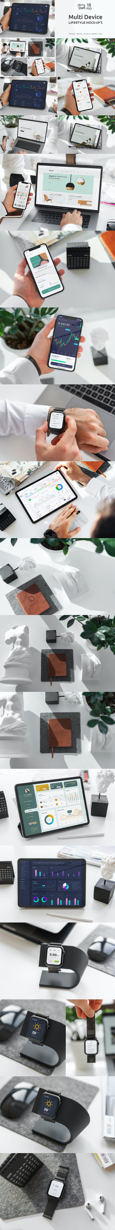 时尚高端专业的多设备UI样机展示模型mockups