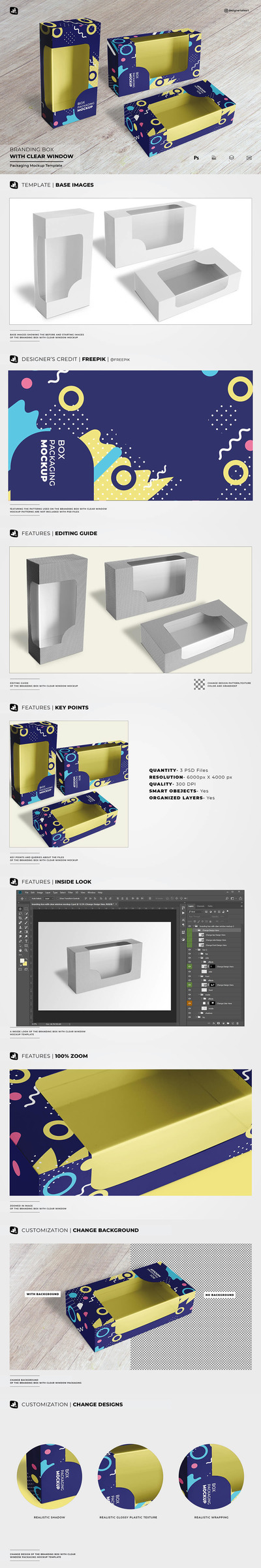透明窗盒子品牌设计样机模板 (psd)