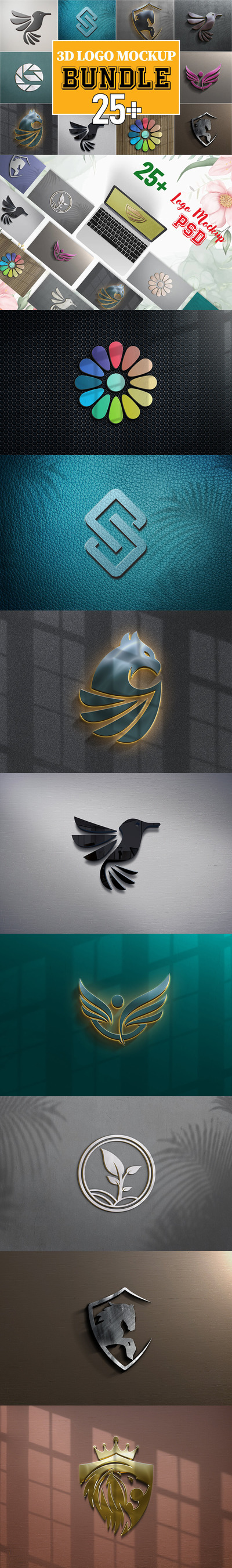 豪华3D企业Logo设计样机 (psd)