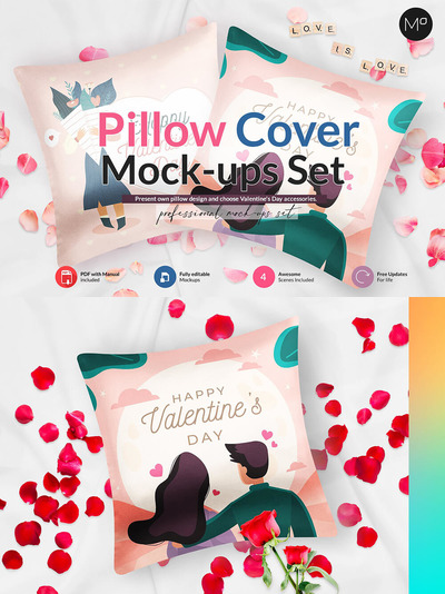 枕头套设计样机模板 (psd)