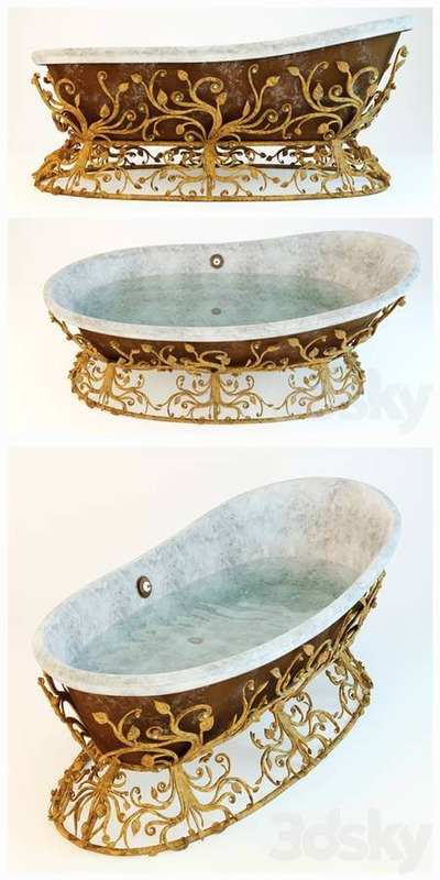 浴缸金色锻造支架3D模型（OBJ,FBX,MAX）