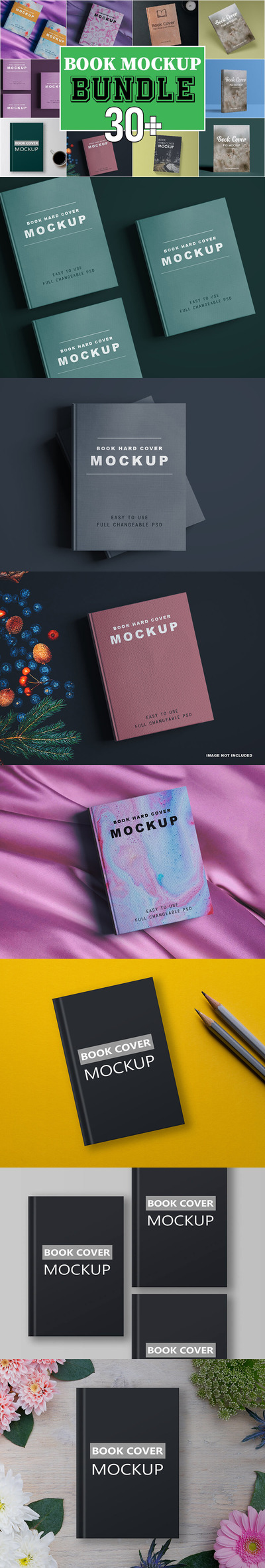 豪华书籍封面设计样机包 (psd)