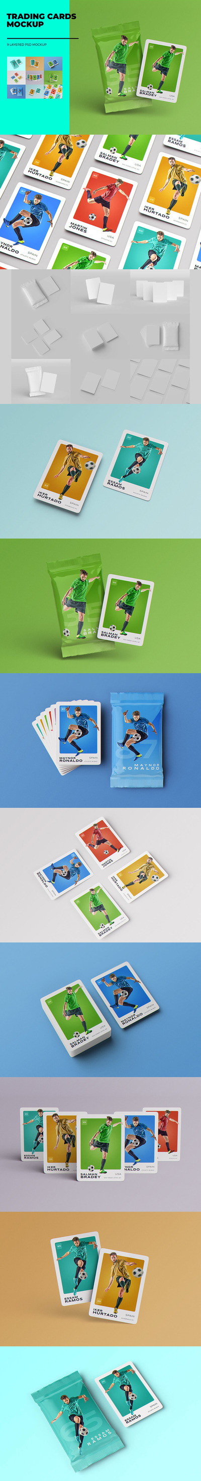 纸牌卡片样机模板 (psd)