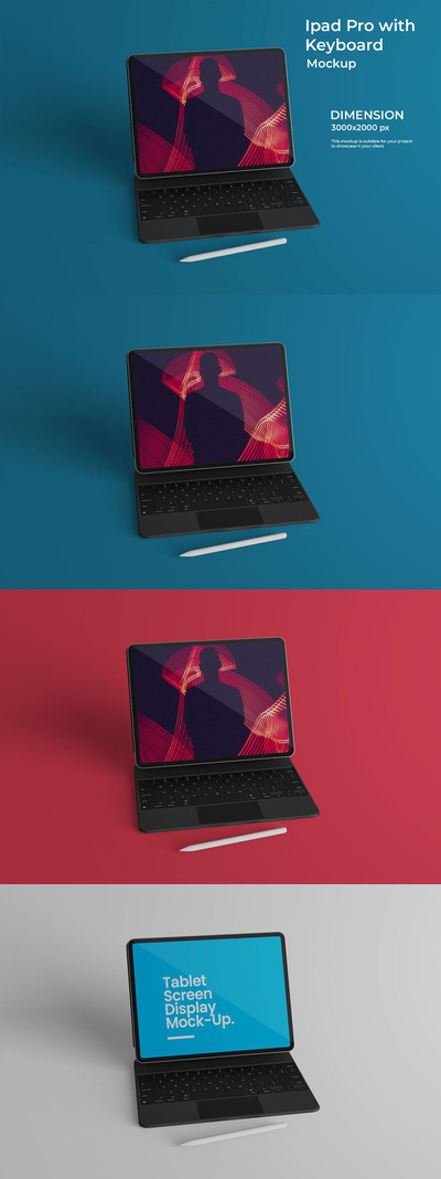 iPad Pro与键盘产品样机(PSD)