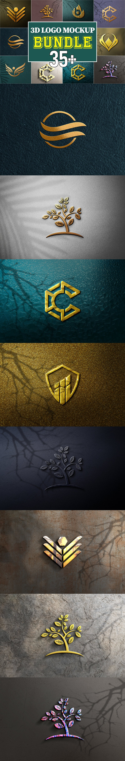 豪华3D企业标志Logo样机合集[1.57GB,PSD]