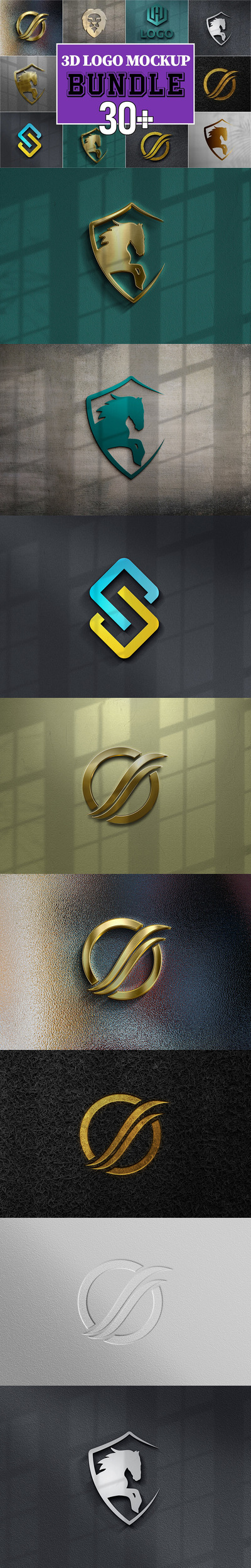 豪华3D公司Logo展示样机模板 (psd)