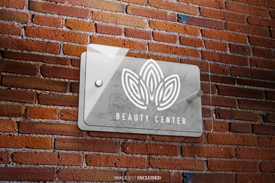 砖墙背景标识标志样机(PSD)