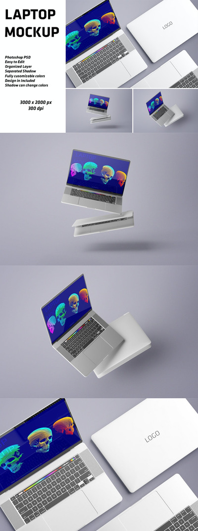 笔记本电脑模型样机 (PSD,PDF)