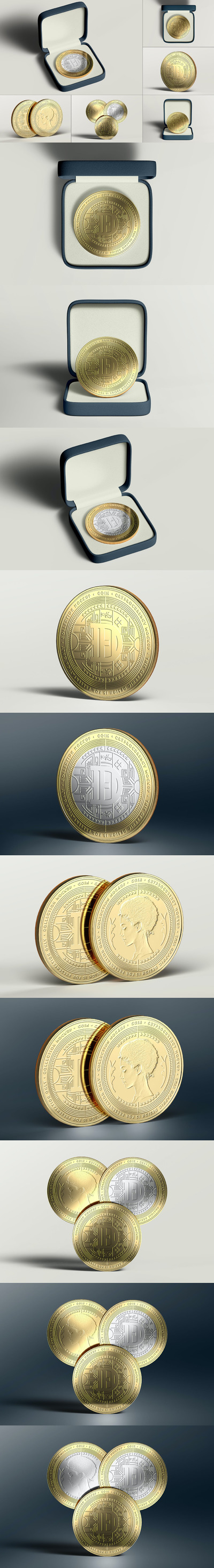 硬币模型奖牌模型样机 (PSD,PDF)