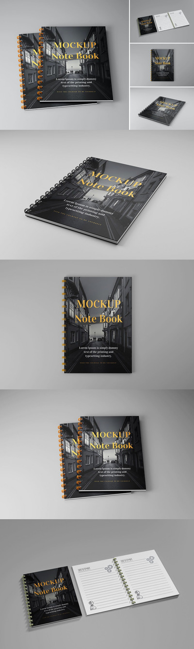 高品质的笔记本VI设计样机展示模型mockups