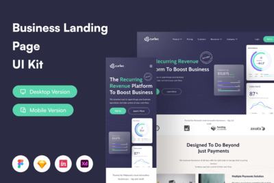 业务着陆页用户界面套件 网页Ui KIT (FIG,SKETCH,XD)