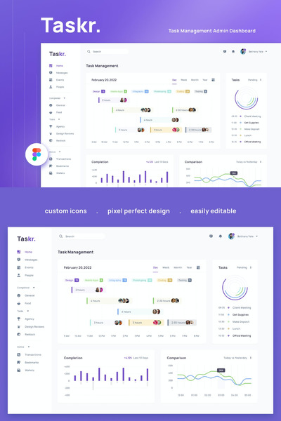 Taskr-任务管理管理仪表板 网页Ui KIT (FIG)