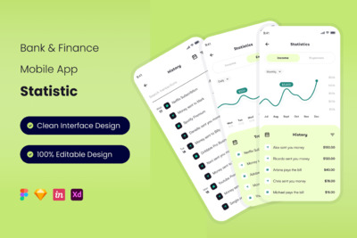 统计-银行和金融移动应用程序APP UI KIT (FIG,SKETCH,XD)