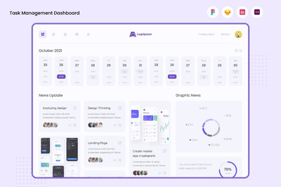 任务管理仪表板 网页Ui KIT (FIG,SKETCH,XD)