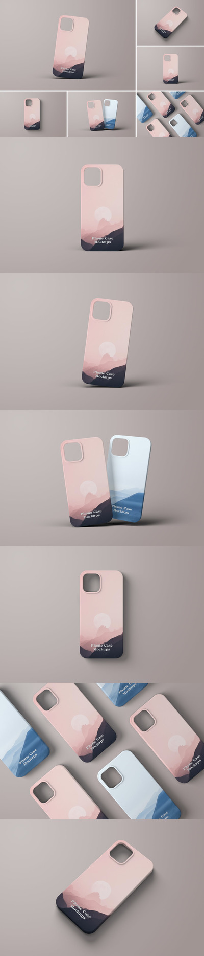 高品质的手机壳VI设计样机展示模型mockups