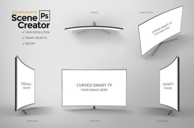 曲屏智能电视psd素材