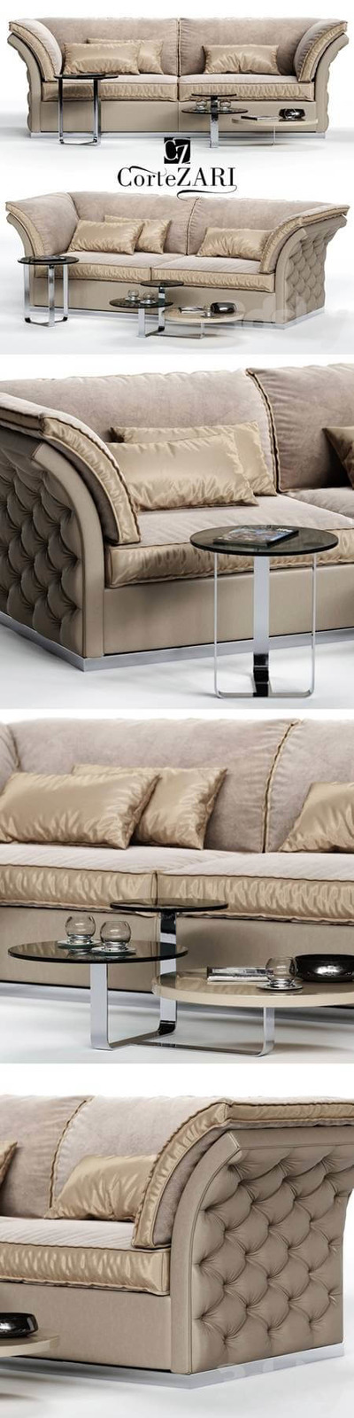 CorteZARI TIAGO杏色奢华双人沙发3D模型（OBJ,FBX,MAX）