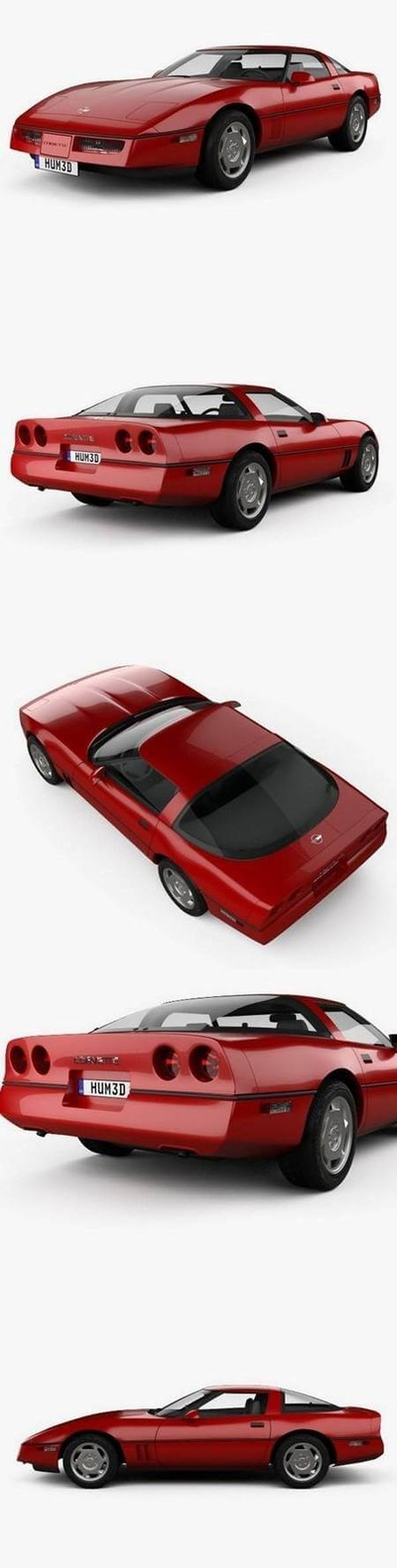 雪佛兰科尔维特 (C4) coupe 1983款红色跑车3D模型（OBJ,FBX,MAX）