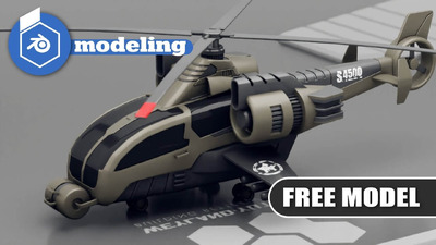 Blender军用直升机3D建模教程+工程文件免费下载（blend）