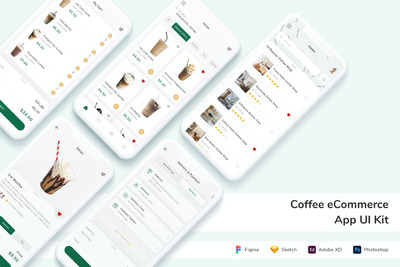 咖啡电子商务应用 App UI Kit (FIG,PSD,SKETCH,XD)